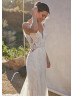 Ivory Lace Tulle Sexy Wedding Dress With Long Train Ivory Lace Tulle Sexy Wedding Dress With Long Train